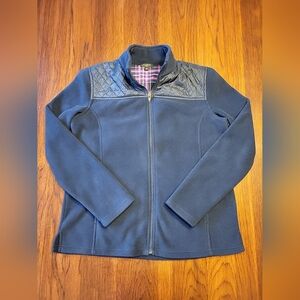 Talbots Women's Quilted Fleece Blue Full Zip Light Coat Jacket Petite Small